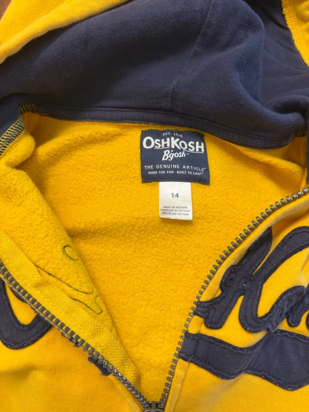OshKosh B'gosh Boys Mustard Yellow Full-Zip Hoodie